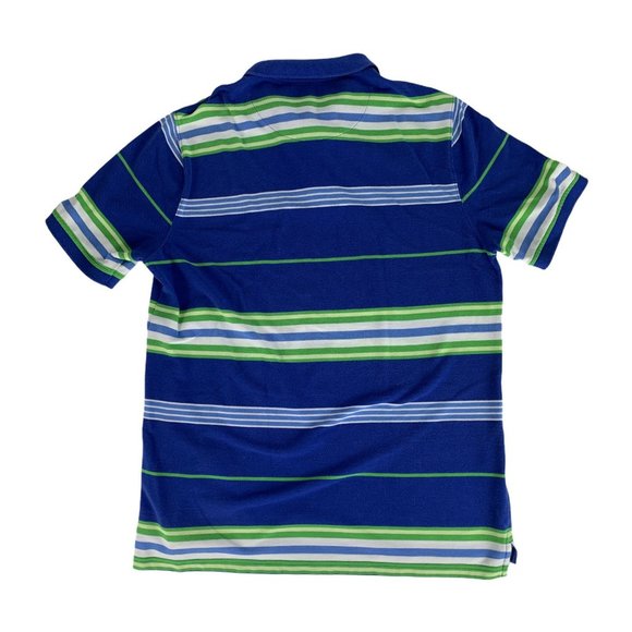 Saddlebred Large Blue Striped Polo Shirt Short Sleeve Easy Care - Picture 2 of 4